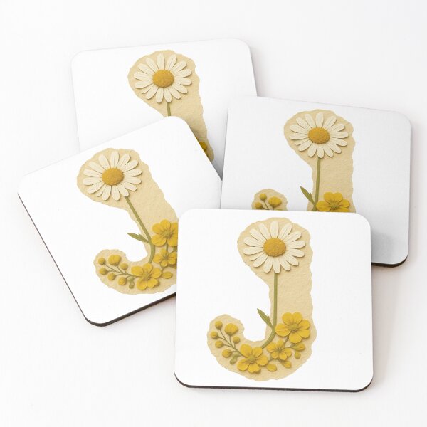 Item preview, Vintage Daisy and Yellow Floral Letter J designed and sold by ITCHAWAWAA.