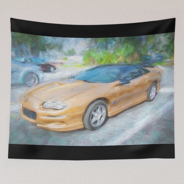 Item preview, 1998 Chevrolet Camaro Z28 Sport Gold Metallic Technical Blueprint Car Poster designed and sold by RichFrancoCars.