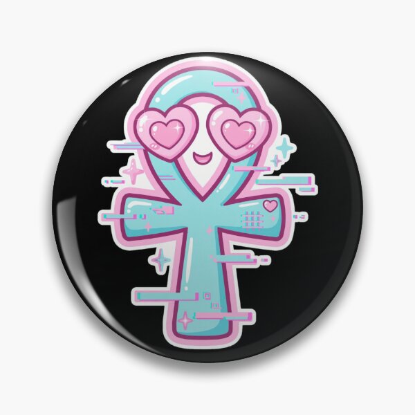 Item preview, Kawaii Ankh Heart Eyes - Cute Egyptian Cross Glitch designed and sold by Fulaly.