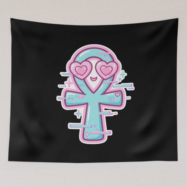 Item preview, Kawaii Ankh Heart Eyes - Cute Egyptian Cross Glitch designed and sold by Fulaly.