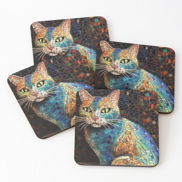 Item preview, cat colorful mosaic designed and sold by MakeLifeFun.