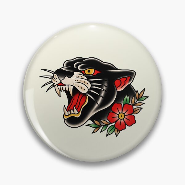 Item preview, Black Panther and Flower – Traditional Tattoo Design designed and sold by Scandi-Design.