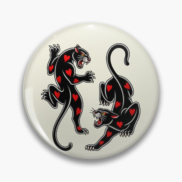 Artikelvorschau, Schwarze Panther & Herzen – Traditionelle Tattoo-Vorlage entworfen und verkauft von Scandi-Design.