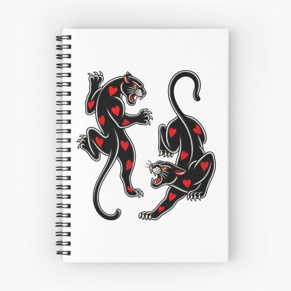 Item preview, Black Panthers & Hearts – Traditional Tattoo Flash designed and sold by Scandi-Design.