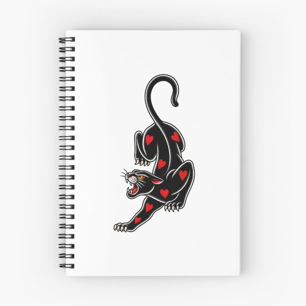 Item preview, Leaping Panther with Hearts – Traditional Tattoo Design designed and sold by Scandi-Design.