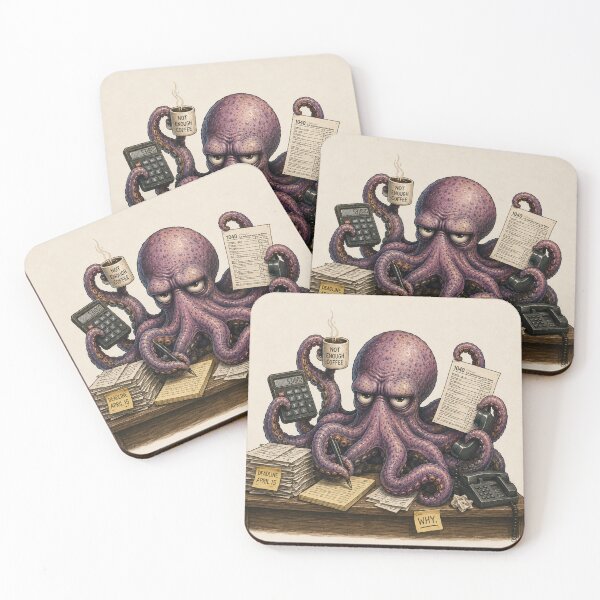 Item preview, Grumpy Octopus Filing Taxes — Funny Ocean Animal Humor designed and sold by Pablo-Revelo.
