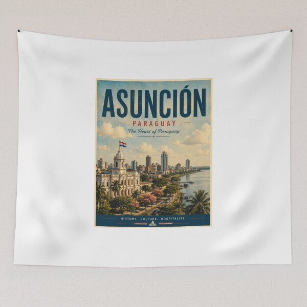 Item preview, Asunción Paraguay Vintage Travel Poster – The Heart of Paraguay designed and sold by ElartedeNoel.