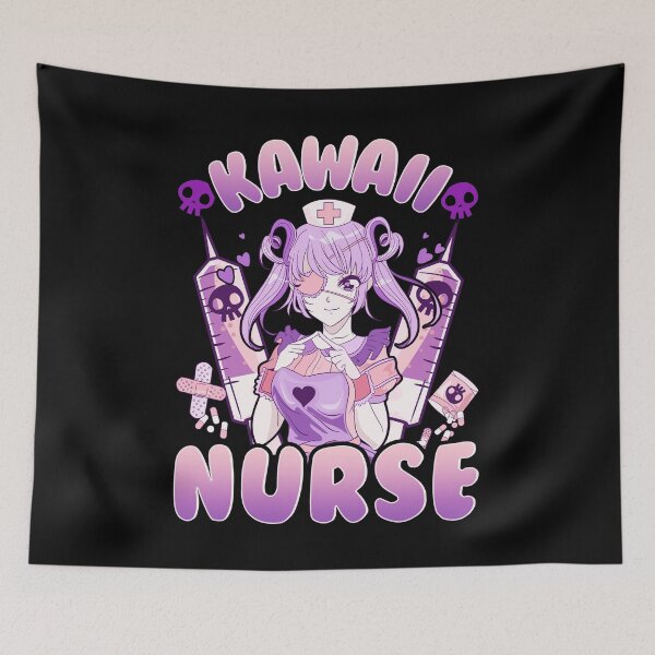 Item preview, Kawaii Nurse Anime Girl Eyepatch Syringe Design designed and sold by No Limits T-Shirts.