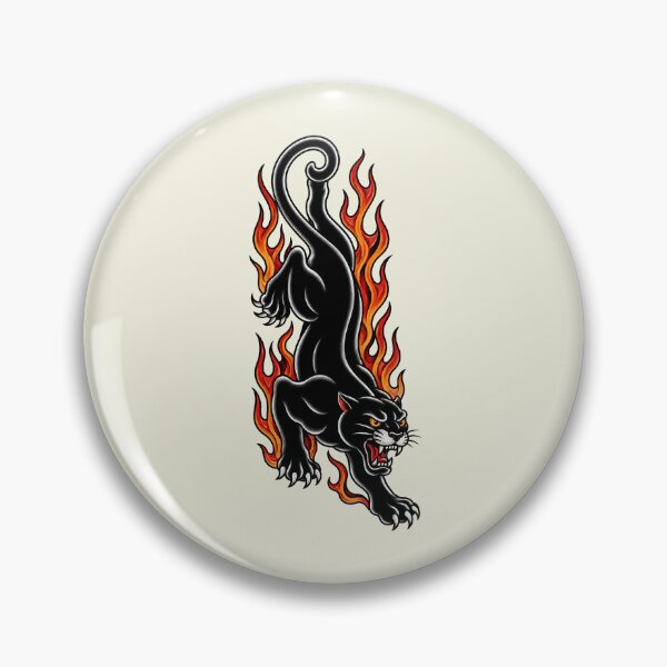 Item preview, Black Panther in Flames – Traditional Tattoo Flash designed and sold by Scandi-Design.