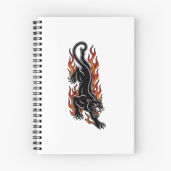 Item preview, Black Panther in Flames – Traditional Tattoo Flash designed and sold by Scandi-Design.