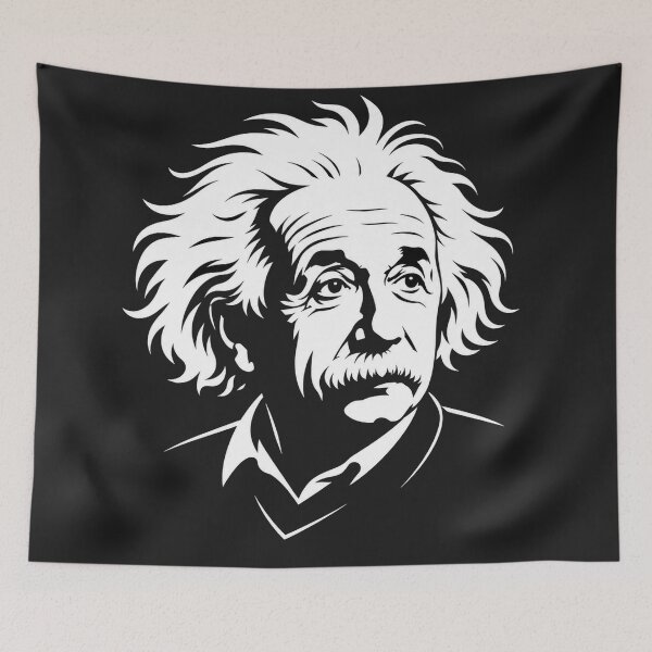 Aperçu de l'œuvre Portrait d'Albert Einstein en noir et blanc (illustration) créée et vendue par Owcomm.
