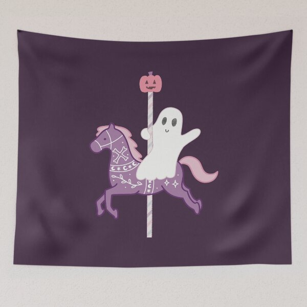 Item preview, Cute Halloween Ghost on a Carousel Horse designed and sold by winterpumpkin.