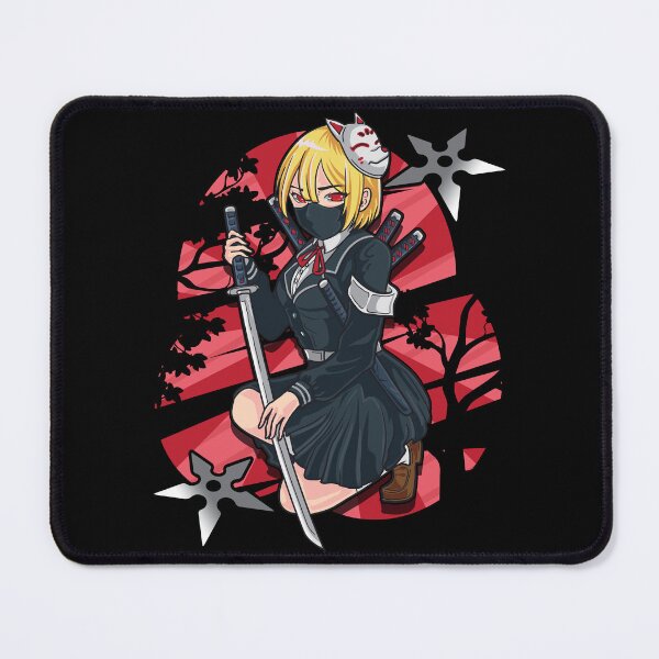 Item preview, Anime Ninja Girl Katana Warrior Kitsune Mask designed and sold by No Limits T-Shirts.