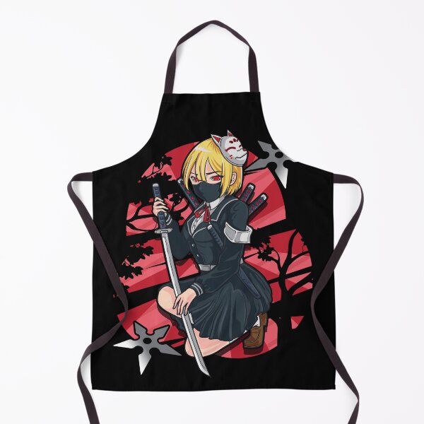 Item preview, Anime Ninja Girl Katana Warrior Kitsune Mask designed and sold by No Limits T-Shirts.