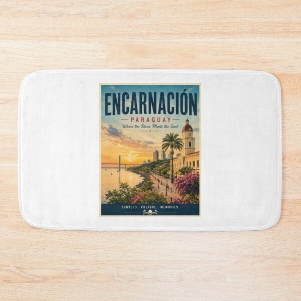 Item preview, Encarnación Paraguay Vintage Travel Poster – Where the River Meets the Soul designed and sold by ElartedeNoel.