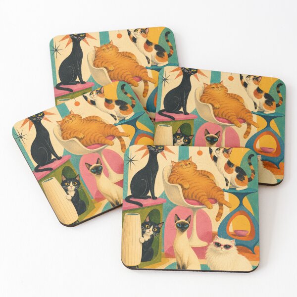Artikelvorschau, Retro-Katzen entworfen und verkauft von FloramoonArt.