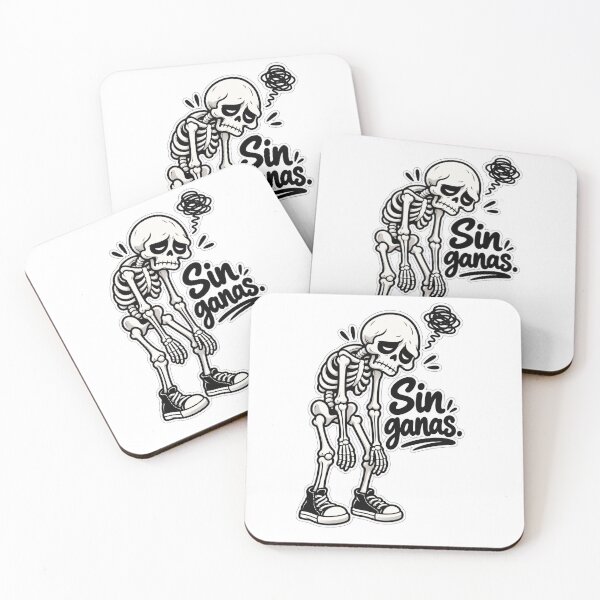 Item preview, Sin Ganas Skeleton – Funny Spanish Tired Mood designed and sold by SkeletonMood.