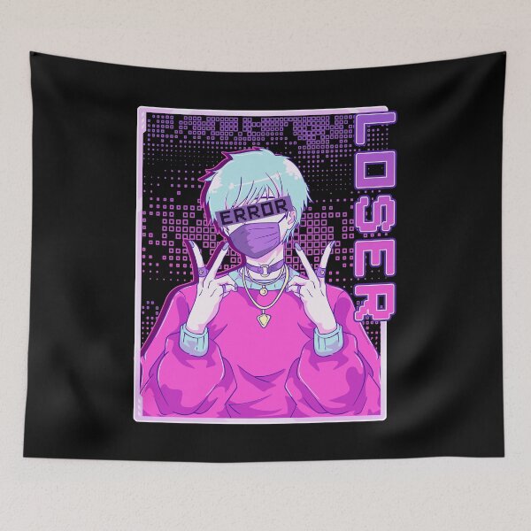 Item preview, Vaporwave Anime Error Mask Glitch Aesthetic Art designed and sold by No Limits T-Shirts.