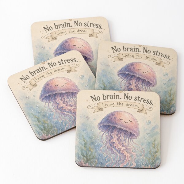 Item preview, No Brain No Stress Jellyfish — Funny Ocean Humor designed and sold by Pablo-Revelo.