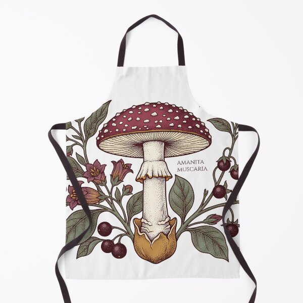 Item preview, a poisonous mushroom surrounded by blooming nightshade flowers designed and sold by Happy Beard prints.