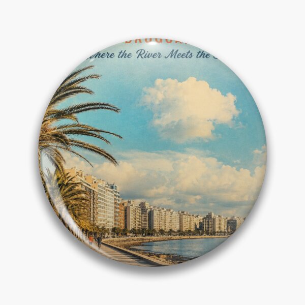 Artikelvorschau, Montevideo Uruguay Vintage Reiseplakat – Rambla del Río de la Plata entworfen und verkauft von ElartedeNoel.