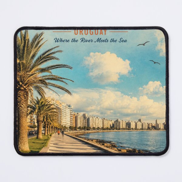 Item preview, Montevideo Uruguay Vintage Travel Poster – Rambla del Río de la Plata designed and sold by ElartedeNoel.