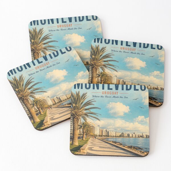 Item preview, Montevideo Uruguay Vintage Travel Poster – Rambla del Río de la Plata designed and sold by ElartedeNoel.