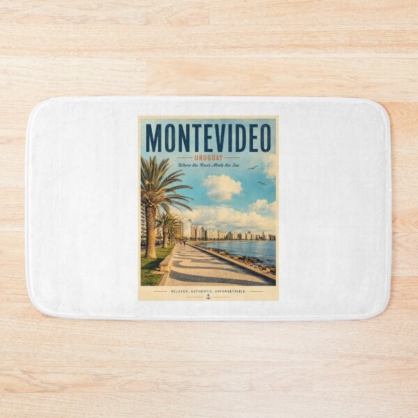 Artikelvorschau, Montevideo Uruguay Vintage Reiseplakat – Rambla del Río de la Plata entworfen und verkauft von ElartedeNoel.