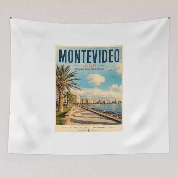 Item preview, Montevideo Uruguay Vintage Travel Poster – Rambla del Río de la Plata designed and sold by ElartedeNoel.