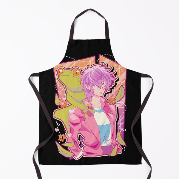Aperçu de l'œuvre Illustration esthétique d'un garçon d'anime aux cheveux roses et à la grenouille verte créée et vendue par No Limits T-Shirts.