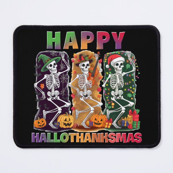 Item preview, Happy Hallothanksmas funny skeletons designed and sold by aponwao.