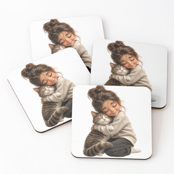 Item preview, Girl Hugging Her Tabby Cat designed and sold by Snurly.