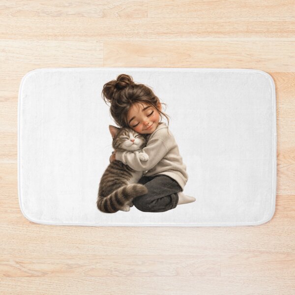 Item preview, Girl Hugging Her Tabby Cat designed and sold by Snurly.