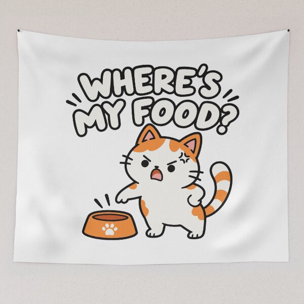 Item preview, Where's my food? Hungry and funny ginger cat designed and sold by MewMade.