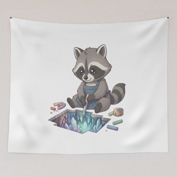 Item preview, Cute Raccoon Drawing Chalk Art designed and sold by Ella_Sketch.