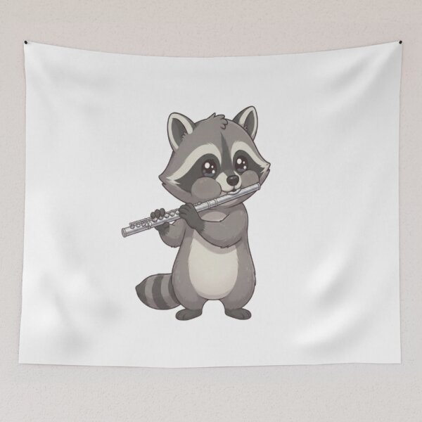 Item preview, Cute Raccoon Playing Silver Flute designed and sold by Ella_Sketch.