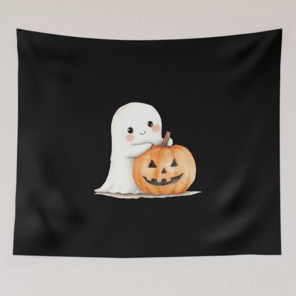 Item preview, Cute Ghost with Pumpkin designed and sold by foundthenat.