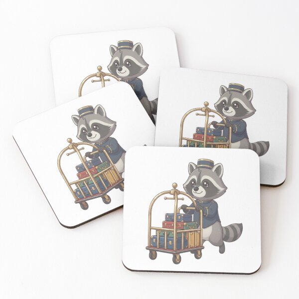 Item preview, Cute Raccoon Hotel Bellhop Luggage designed and sold by Ella_Sketch.
