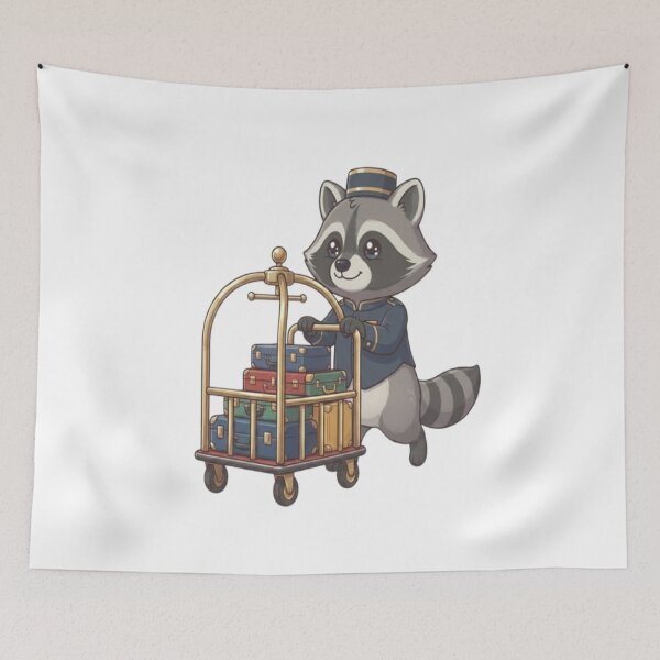 Item preview, Cute Raccoon Hotel Bellhop Luggage designed and sold by Ella_Sketch.