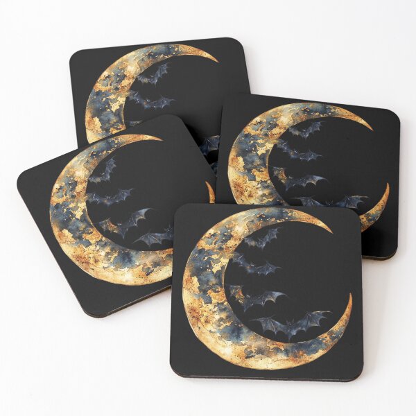 Item preview, Bats Flying Around Crescent Moon designed and sold by foundthenat.