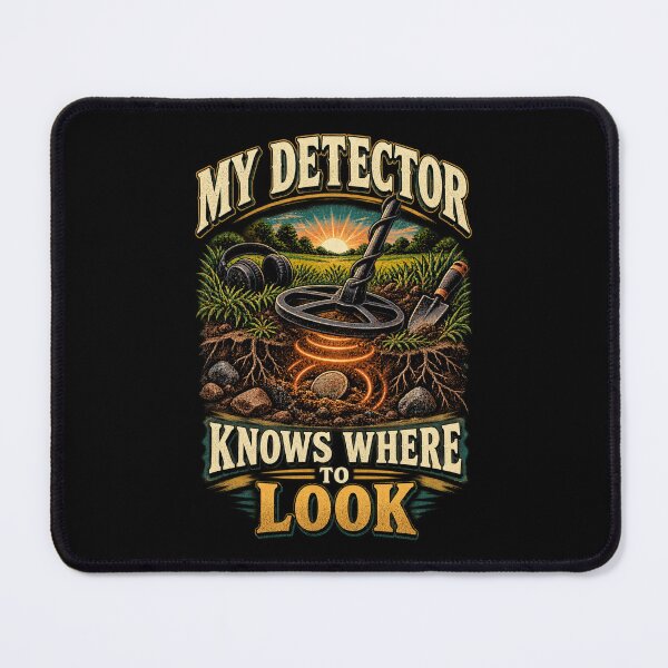 Item preview, My Detector Knows Where To Look Vintage Metal Detecting Shirt designed and sold by Gustavo Navarro.