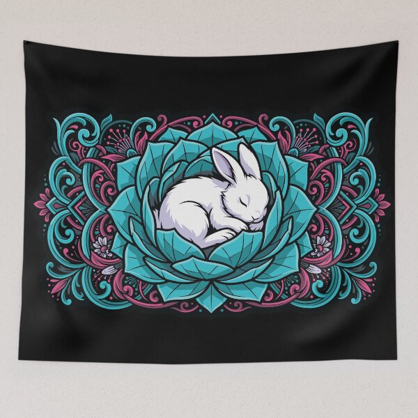 Item preview, Cute Sleeping Bunny Lotus Flower Vector Graphic Art designed and sold by ZUMERI.