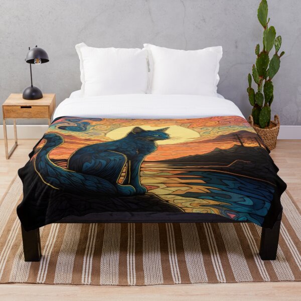 Item preview, Cat sitting on a rock at the beach, abstract designed and sold by MakeLifeFun.