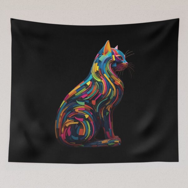 Item preview, sitting cat full of color designed and sold by MakeLifeFun.