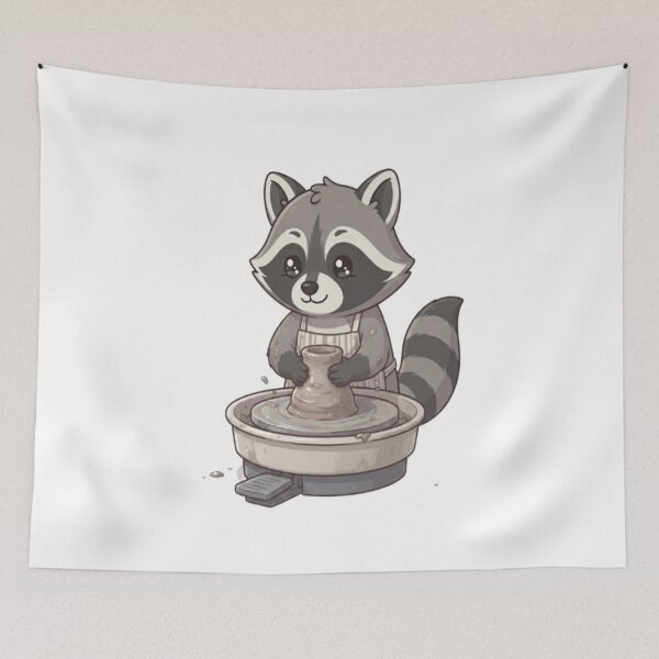 Item preview, Cute Raccoon Pottery Clay Wheel designed and sold by Ella_Sketch.