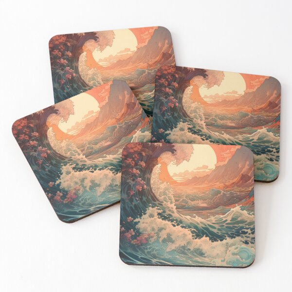 Item preview, waves in the evening sunset designed and sold by MakeLifeFun.