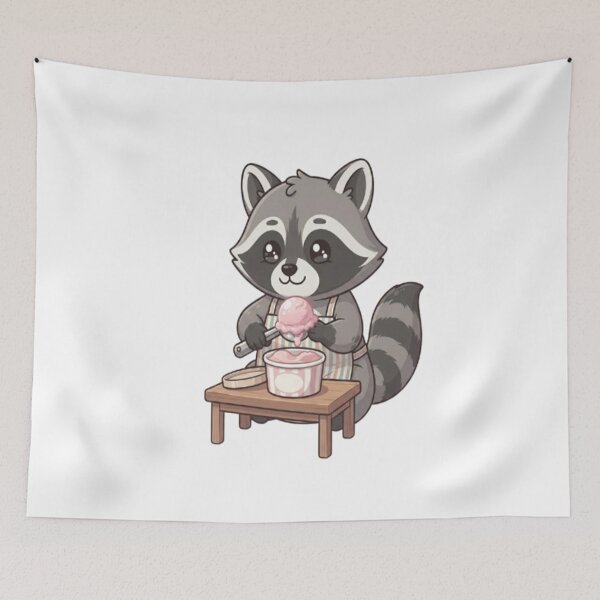 Item preview, Cute Raccoon Scooping Ice Cream designed and sold by Ella_Sketch.
