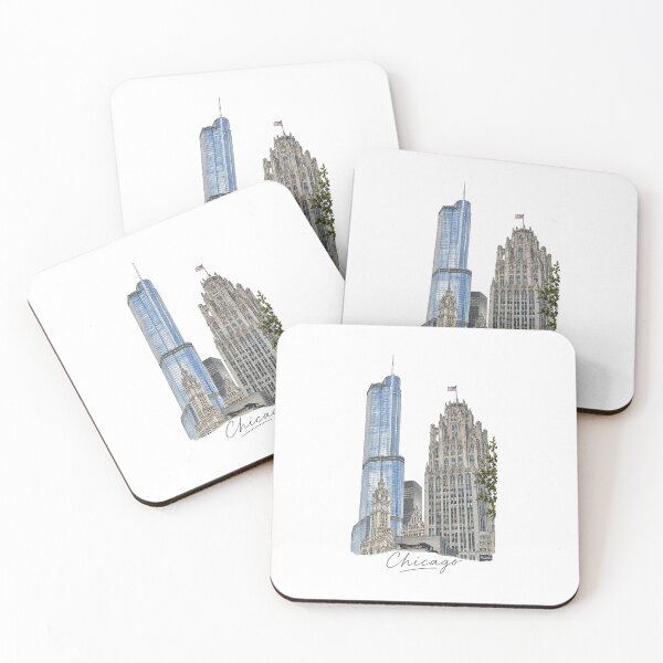 Item preview, Chicago Skyline Watercolor Illustration | Trump Tower, Tribune & Wrigley designed and sold by iCreationz.
