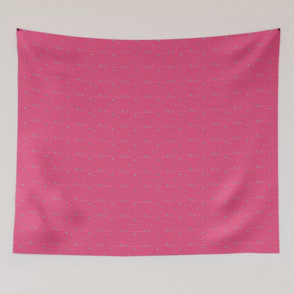 Item preview, Scattered Blossoms Doodle – Cyan on pink designed and sold by NylaInnerBloom.