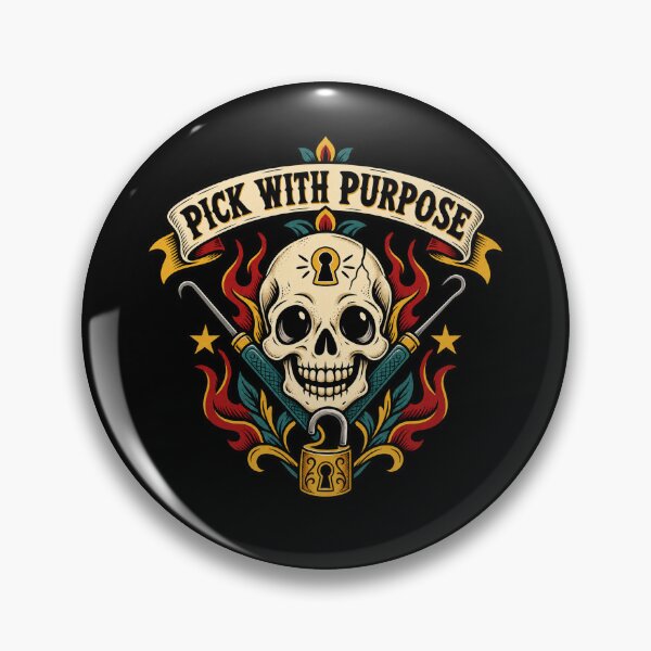 Item preview, Pick With Purpose - Tattoo Skull Locksport Emblem designed and sold by PWD-Design.